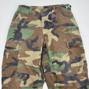 Vintage Mens Camo Cargo Pants Military Army Combat Tactical Trousers Small Short